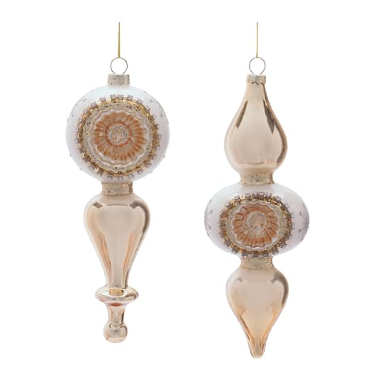 Melrose 7.75" Glass Finial Reflector Ornament Set